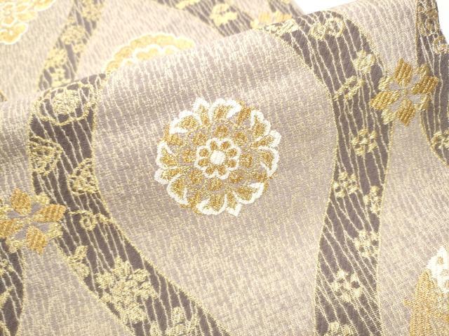 平和屋着物●六通柄袋帯　立涌花文　金糸　正絹　逸品　CABD5620hy
