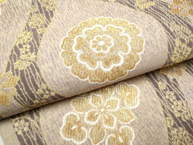 平和屋着物●六通柄袋帯　立涌花文　金糸　正絹　逸品　CABD5620hy