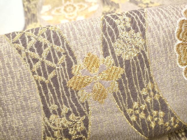 平和屋着物●六通柄袋帯　立涌花文　金糸　正絹　逸品　CABD5620hy