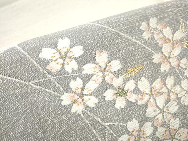 平和屋着物●両面　六通柄袋帯　唐織　枝垂れ桜文　金銀糸　正絹　逸品　CABD5632hy