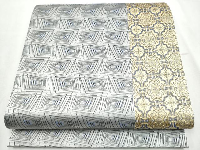 平和屋着物●両面　全通柄袋帯　幾何学文様　正絹　逸品　CABD5639hy