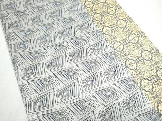 平和屋着物●両面　全通柄袋帯　幾何学文様　正絹　逸品　CABD5639hy