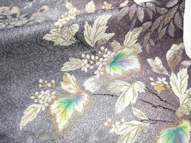 平和屋着物●六通柄袋帯　枝葉文　金糸　やまと誂製　正絹　逸品　CABD5642hy