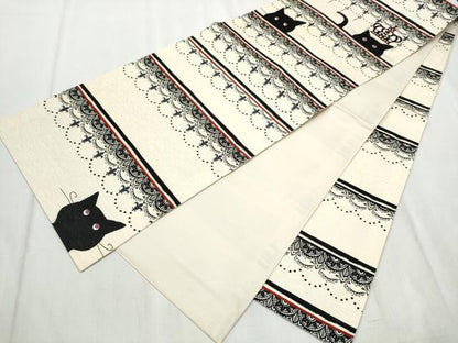 平和屋着物●全通柄　京袋帯　WAKKA　ワッカ　黒猫　ティアラ　正絹　逸品　CABD5648hy