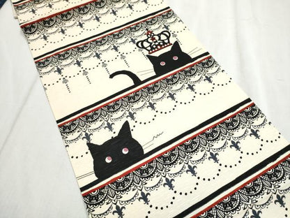 平和屋着物●全通柄　京袋帯　WAKKA　ワッカ　黒猫　ティアラ　正絹　逸品　CABD5648hy