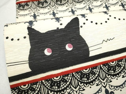 平和屋着物●全通柄　京袋帯　WAKKA　ワッカ　黒猫　ティアラ　正絹　逸品　CABD5648hy