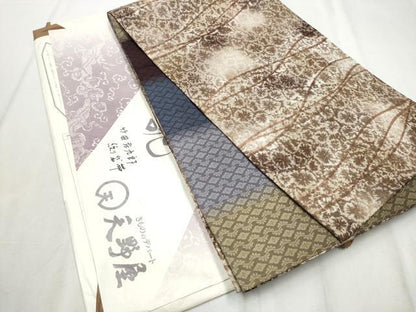 平和屋着物●絞りの開祖　竹田庄九郎　両面　全通柄袋帯　絞り　よろけ縞　金糸　たとう紙付き　正絹　逸品　CABD5650hy