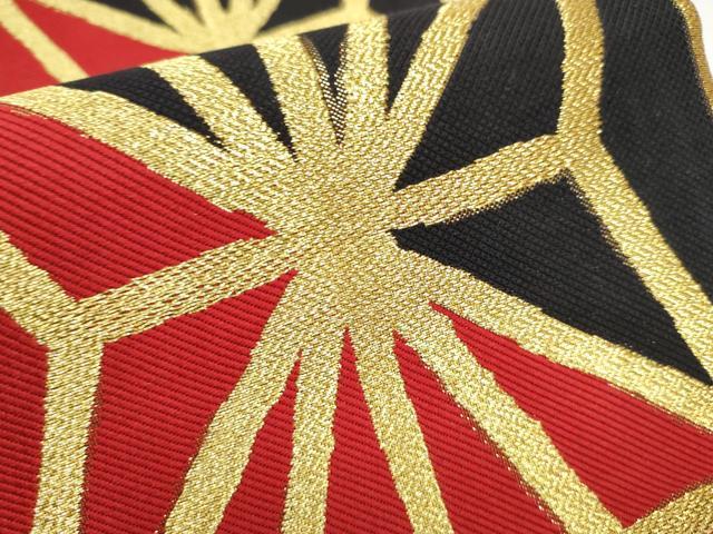 平和屋着物●六通柄袋帯　麻の葉文様　黒地　金通し地　正絹　逸品　CABD5652hy