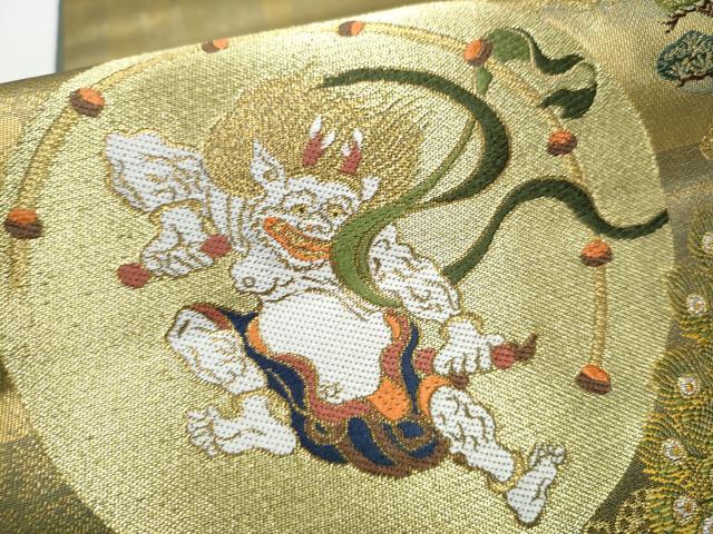 平和屋着物●六通柄袋帯　唐織　宗達国宝屏風絵集　金糸　正絹　逸品　CABD5653hy