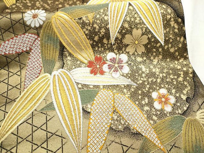 平和屋着物●田中工芸織物 祥園謹製　六通柄袋帯　唐織　雪輪草花文　金糸　正絹　逸品　CABD5655hy