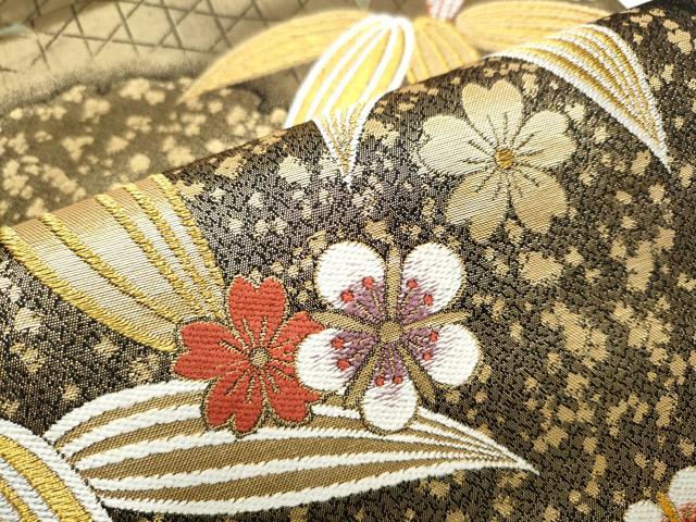 平和屋着物●田中工芸織物 祥園謹製　六通柄袋帯　唐織　雪輪草花文　金糸　正絹　逸品　CABD5655hy