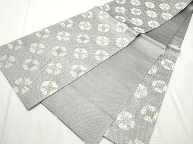 平和屋着物●六通柄袋帯　唐織　絹杉綾　花丸文　金糸　証紙付き　正絹　逸品　CABD5658hy