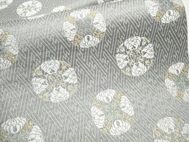 平和屋着物●六通柄袋帯　唐織　絹杉綾　花丸文　金糸　証紙付き　正絹　逸品　CABD5658hy