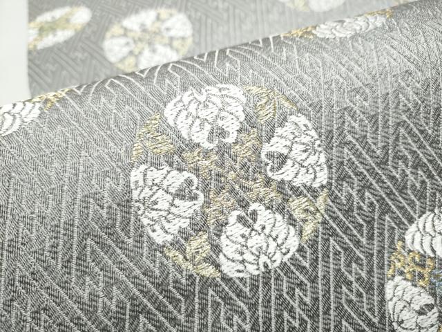 平和屋着物●六通柄袋帯　唐織　絹杉綾　花丸文　金糸　証紙付き　正絹　逸品　CABD5658hy