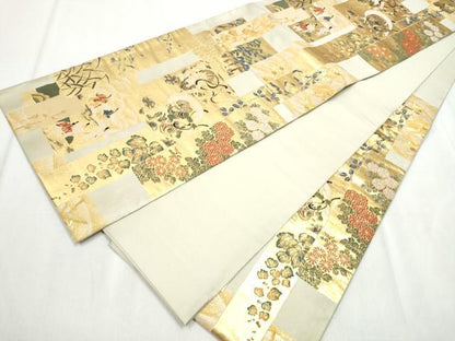 平和屋着物●六通柄袋帯　風神雷神　金糸　正絹　逸品　CABD5660hy