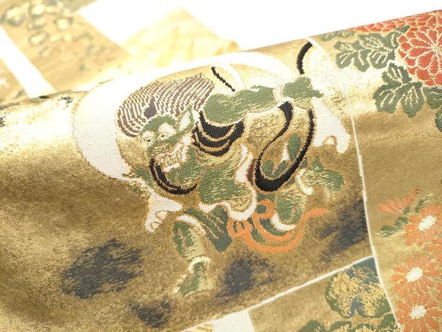 平和屋着物●六通柄袋帯　風神雷神　金糸　正絹　逸品　CABD5660hy