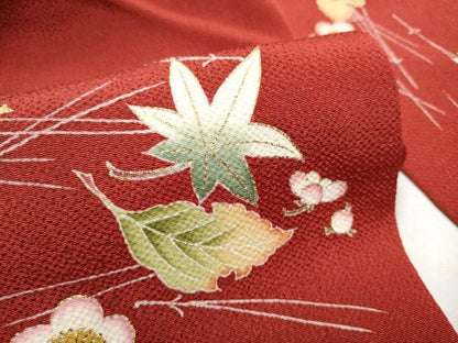 平和屋着物●九寸名古屋帯　草花文　金彩　鬼しぼ縮緬　正絹　逸品　CABD5664hy