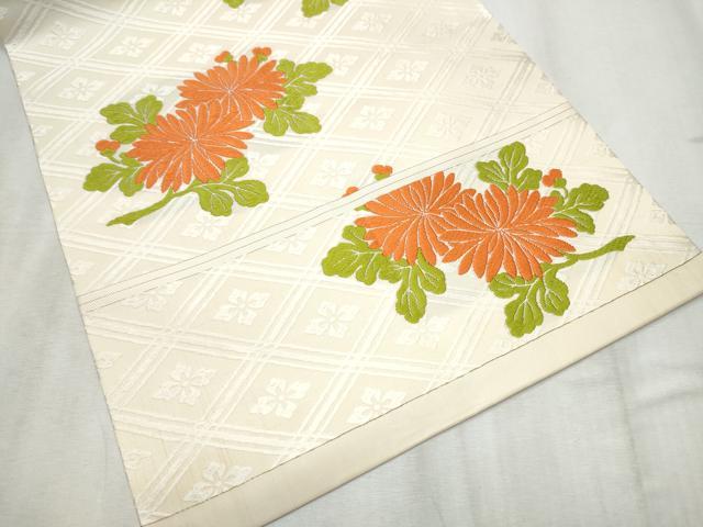 平和屋着物●俵屋　人間国宝　喜多川平朗  有職織物　九寸名古屋帯　唐織　作家物　枝菊文　証紙付き　正絹　逸品　CABD5672hy