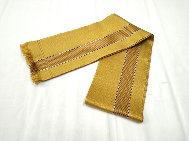 平和屋着物●本場黄八丈　紬　半幅帯　間道　正絹　逸品　CABD5706hy