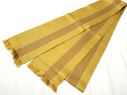 平和屋着物●本場黄八丈　紬　半幅帯　間道　正絹　逸品　CABD5706hy