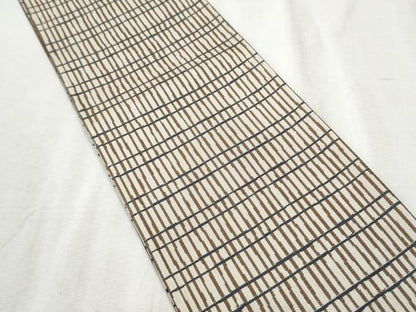 平和屋着物●両面　半幅帯　舞葉文　正絹　逸品　CABD5707hy