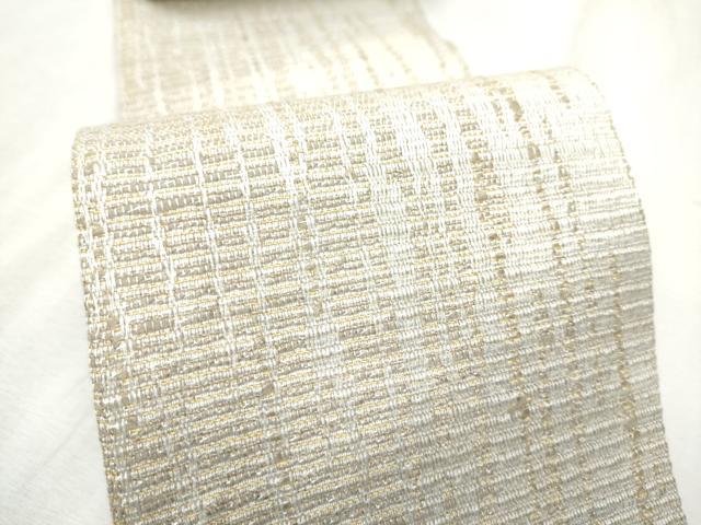 平和屋着物●半幅帯　霞文　銀糸　正絹　逸品　CABD5708hy