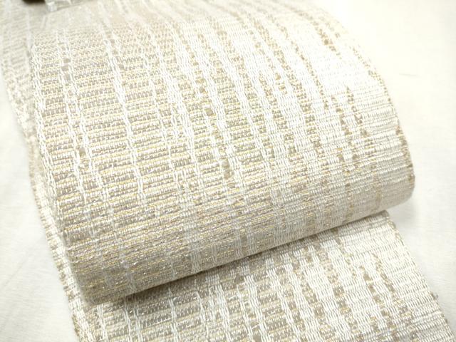 平和屋着物●半幅帯　霞文　銀糸　正絹　逸品　CABD5708hy