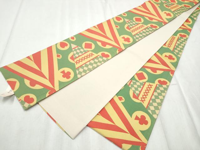 平和屋着物●半幅帯　織美桐　幾何学文様　スペード　ダイヤ　クローバー　ハート　正絹　逸品　CABD5711hy