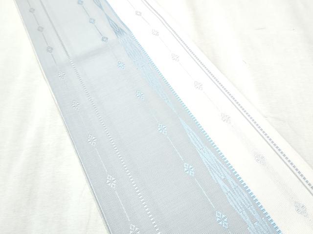 平和屋着物●本場筑前博多織　両面　半幅帯　草花間道　正絹　逸品　CABD5713hy