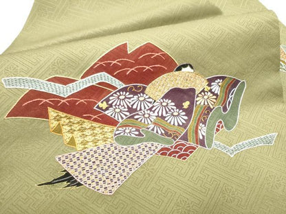 平和屋着物●京縫　月聖子　九寸名古屋帯　刺繍　人物草花文　金糸　正絹　逸品　CABD5717hy