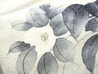 平和屋着物●九寸名古屋帯　作家物　髭紬　枝椿　金彩　正絹　逸品　CABD5718hy