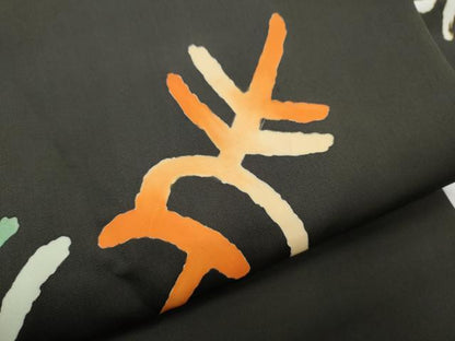 平和屋着物●塩瀬　九寸名古屋帯　寿字文　黒地　金彩　正絹　逸品　CABD5719hy