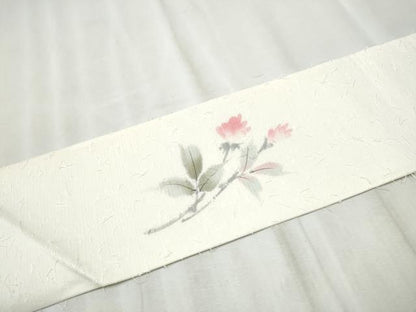 平和屋着物●九寸名古屋帯　作家物　髭紬　枝花文　正絹　逸品　CABD5720hy