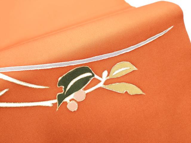 平和屋着物●塩瀬　九寸開き名古屋帯　葡萄蔦の葉文　金彩　正絹　逸品　CABD5722hy