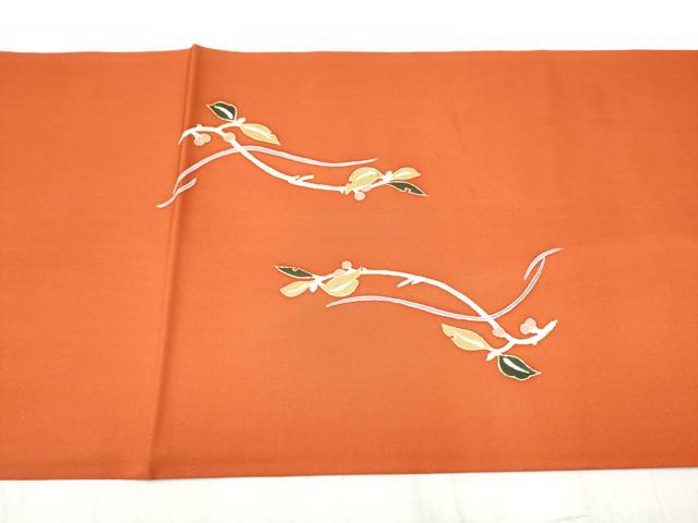 平和屋着物●塩瀬　九寸開き名古屋帯　葡萄蔦の葉文　金彩　正絹　逸品　CABD5722hy