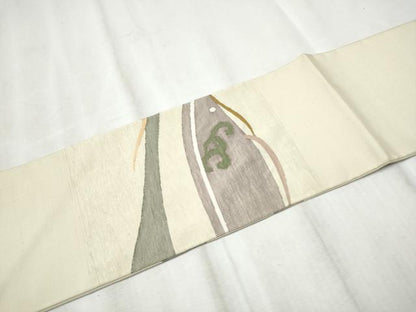 平和屋着物●九寸名古屋帯　すくい織　流水文　正絹　逸品　CABD5724hy