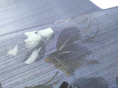 平和屋着物●太鼓柄　京袋帯　手描き　紬地　蔦の葉文　金彩　正絹　逸品　CABD5726hy