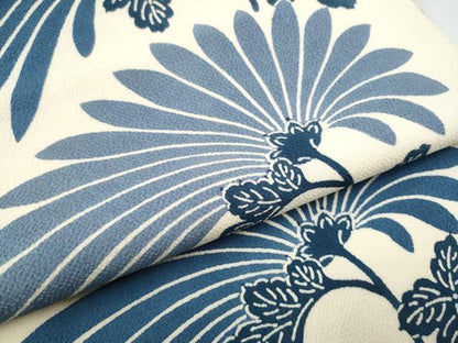 平和屋着物●九寸開き名古屋帯　藍　型染め　裏菊　鬼しぼ縮緬　正絹　逸品　CABD5735hy