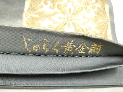 平和屋着物●京の名門　じゅらく謹製　黄金繭　六通柄袋帯　亀甲花文　金銀糸　正絹　24ｋ　逸品　CABD5740hy