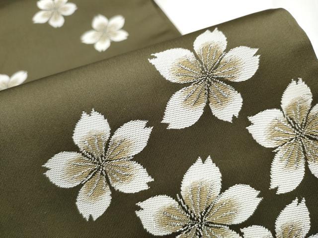 平和屋着物●世界的人形師　辻村寿三郎　ジュサブロー　六通柄袋帯　舞桜文　銀糸　正絹　逸品　CABD5744hy