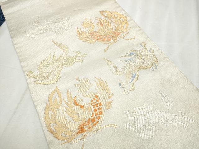 平和屋着物●龍村美術織物　たつむら　太鼓柄袋帯　天平獅子鳳文　金銀糸　正絹　逸品　CABD5745hy
