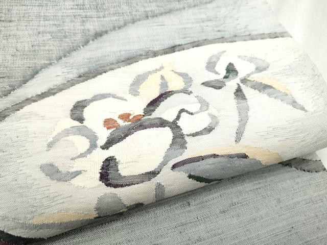 平和屋着物●太鼓柄袋帯　紬地　すくい織　切嵌枝花文　正絹　逸品　CABD5747hy