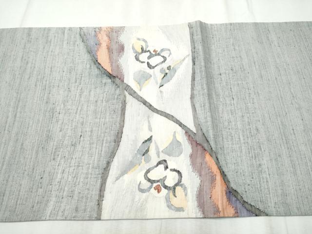 平和屋着物●太鼓柄袋帯　紬地　すくい織　切嵌枝花文　正絹　逸品　CABD5747hy