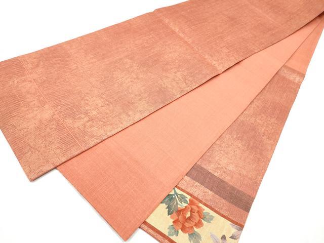 平和屋着物▽太鼓柄袋帯 スリーシーズン 春夏秋 すくい織 草花文 金糸 正絹 逸品 CABD5750hy