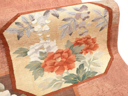 平和屋着物▽太鼓柄袋帯 スリーシーズン 春夏秋 すくい織 草花文 金糸 正絹 逸品 CABD5750hy