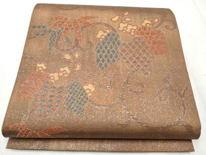 平和屋着物●西陣　川島織物　六通柄　本袋帯　花唐草文　金糸　正絹　逸品　CABD5752hy