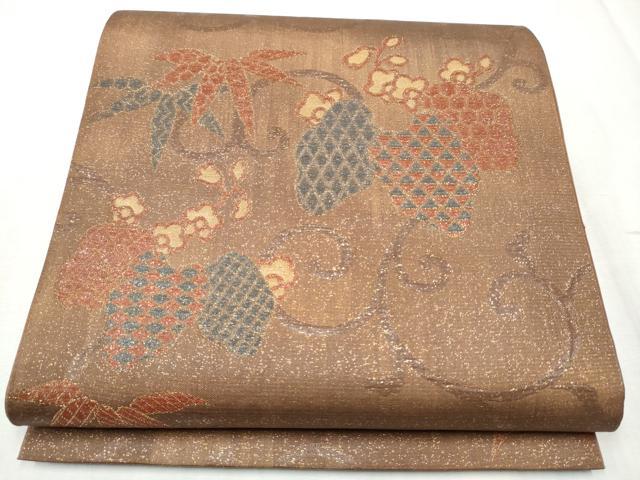 平和屋着物●西陣　川島織物　六通柄　本袋帯　花唐草文　金糸　正絹　逸品　CABD5752hy