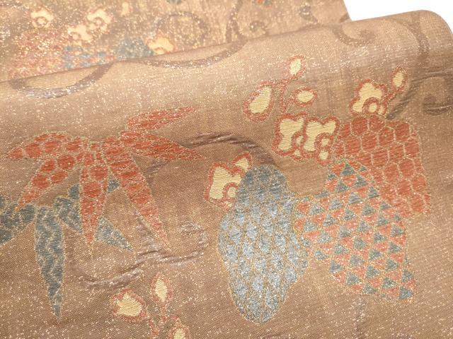 平和屋着物●西陣　川島織物　六通柄　本袋帯　花唐草文　金糸　正絹　逸品　CABD5752hy