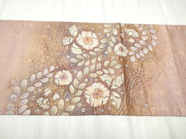 平和屋着物●太鼓柄袋帯　作家物　絞り　辻が花　金通し地　正絹　逸品　CABD5755hy