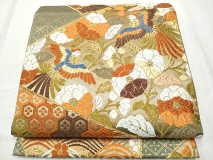 平和屋着物●西陣　河合美術織物謹製　六通柄袋帯　唐織　鳳凰流水花文　金糸　正絹　逸品　CABD5759hy